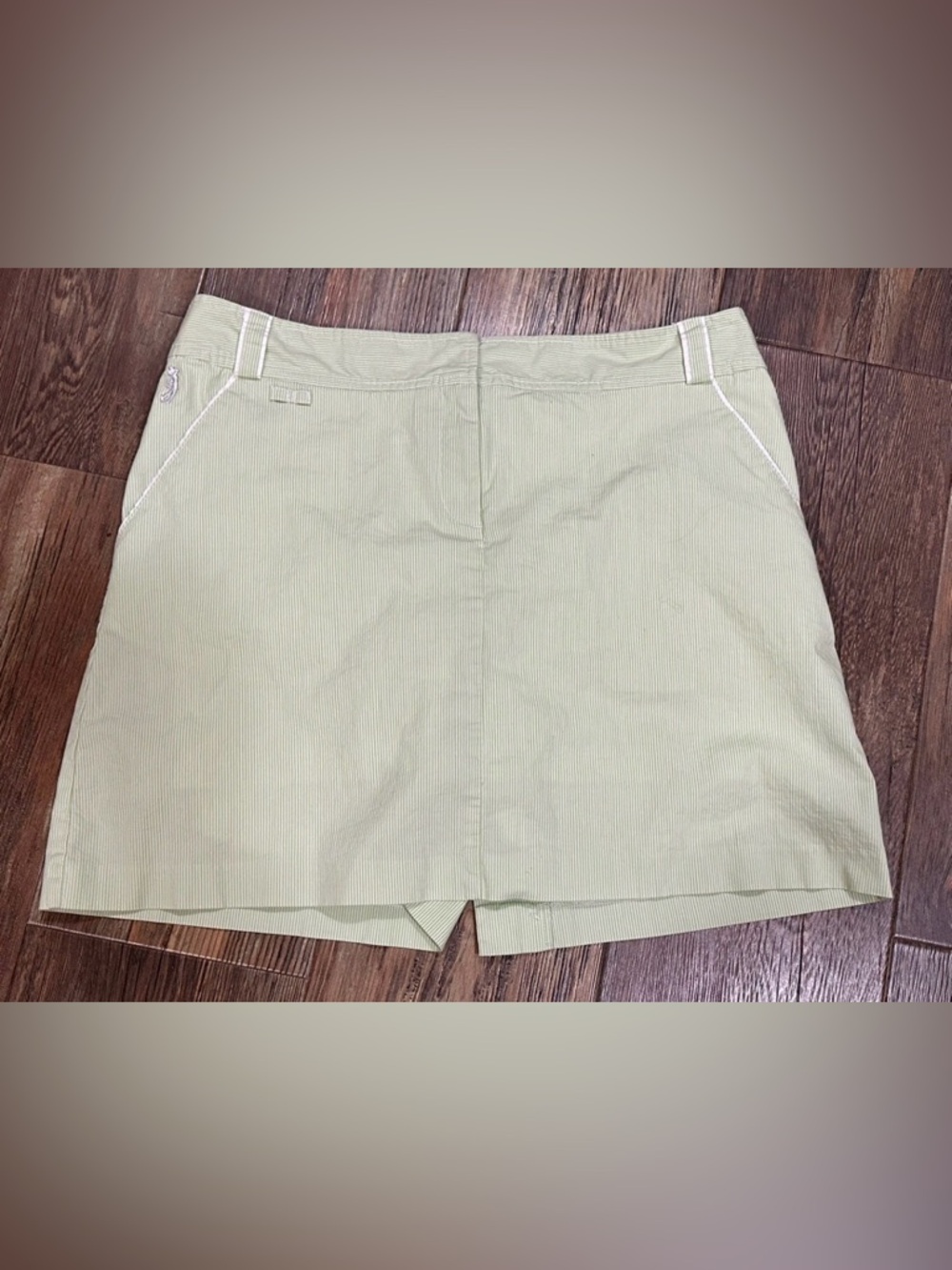 IZOD golf classic green and white striped skirt women’s 10 skorts stretch